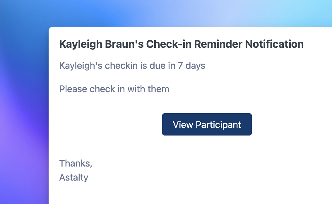 Participant Check-in Notifications