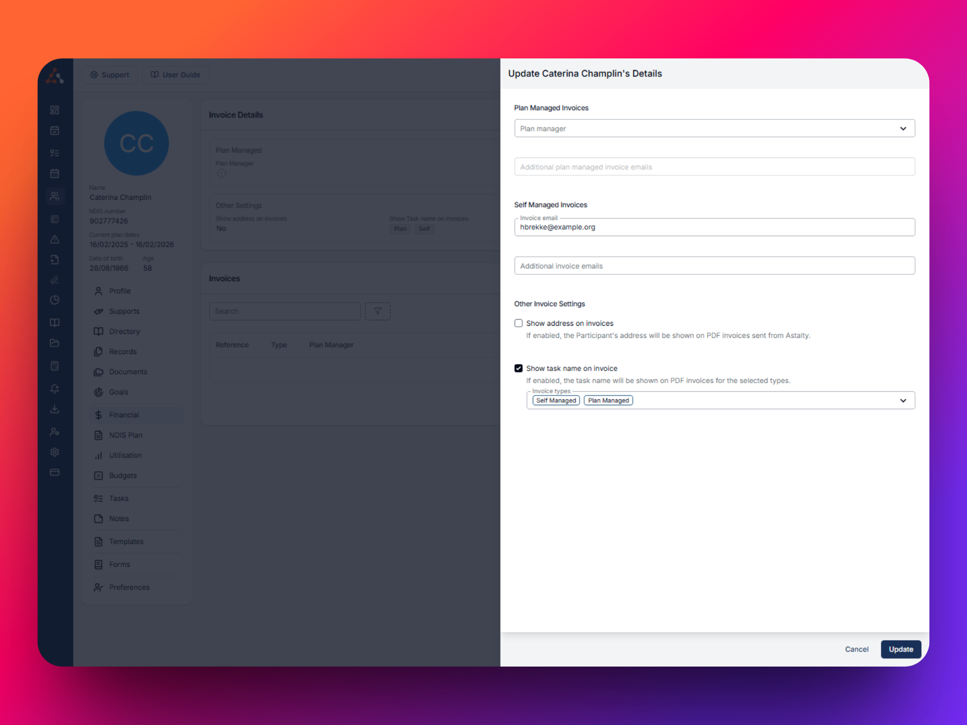 Updating a Participant's Plan Manager