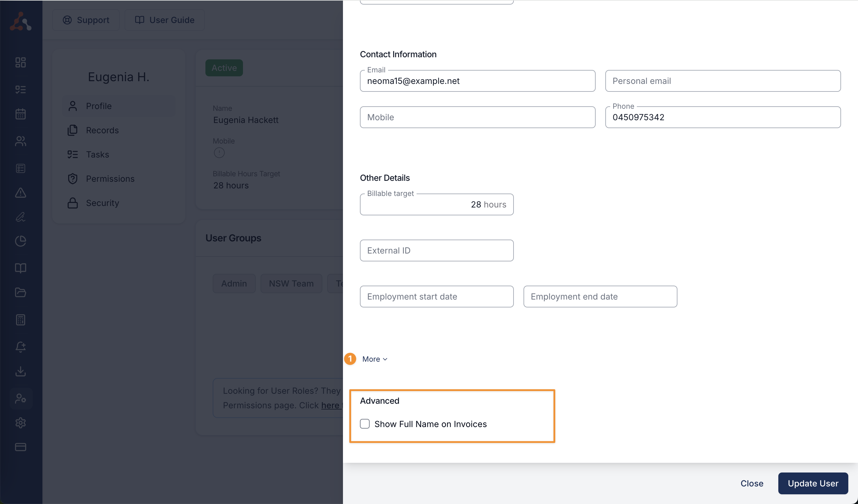Adding a Users Name and Registration Number to Invoices | Astalty Guide