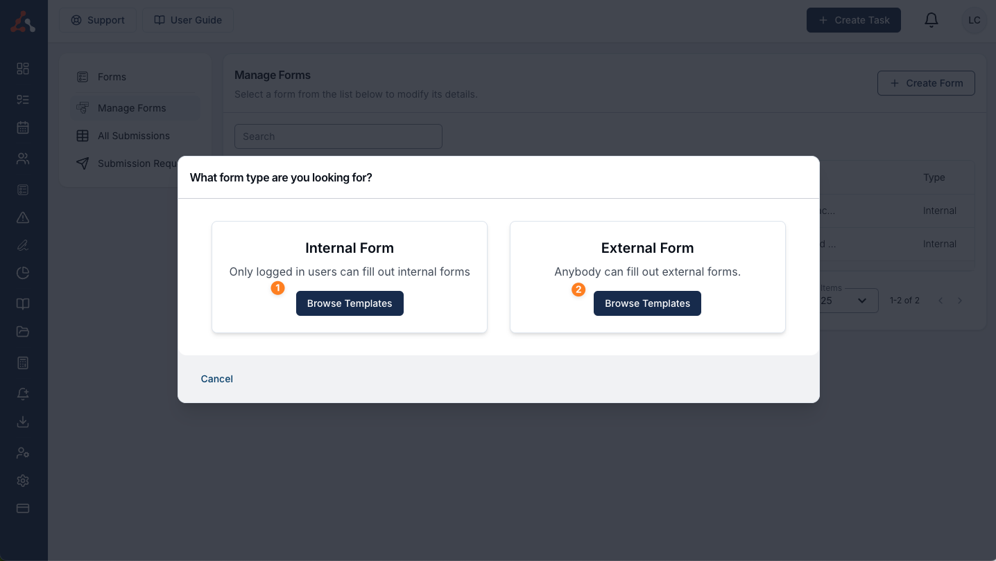 Create a Form - Using a Template | Astalty Guide