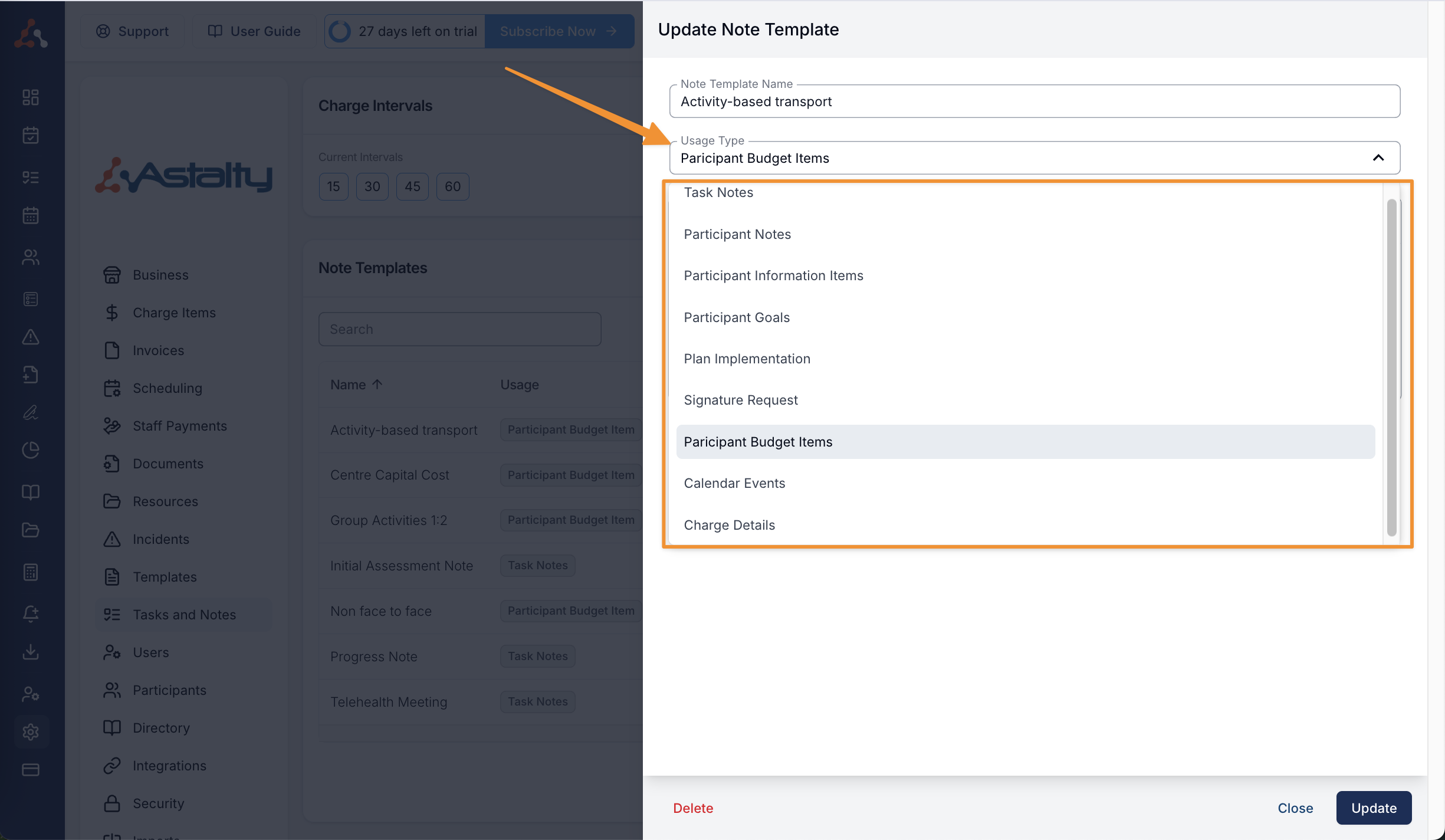 Note Templates | Astalty Guide